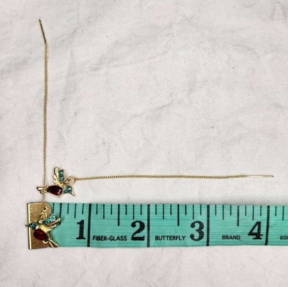 Rhinestone hummingbird dangly earrings - Picture 5 of 5